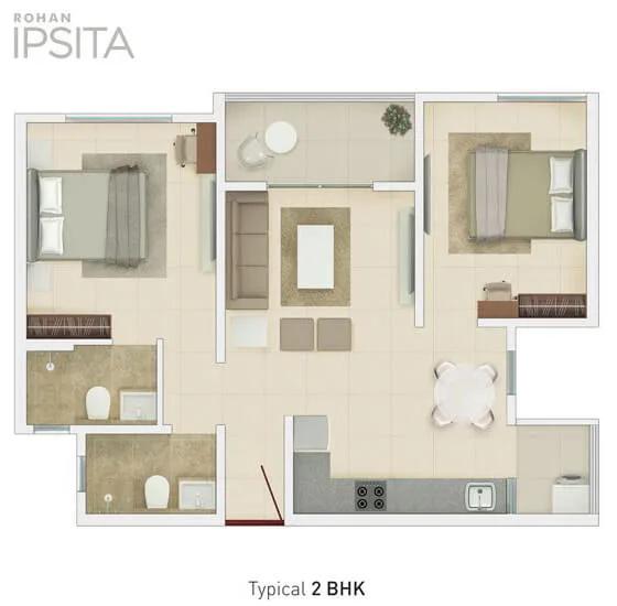 2 BHK - Rohan Ipsita Pune