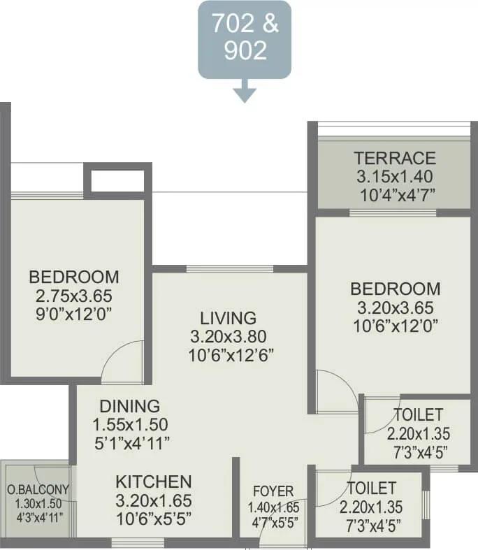 2 BHK Unit 702,902 - Rohan Ipsita Pune