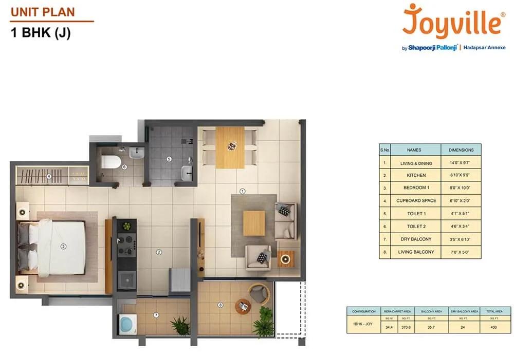 1 BHK J - Shapoorji Pallonji Joyville Hadapsar