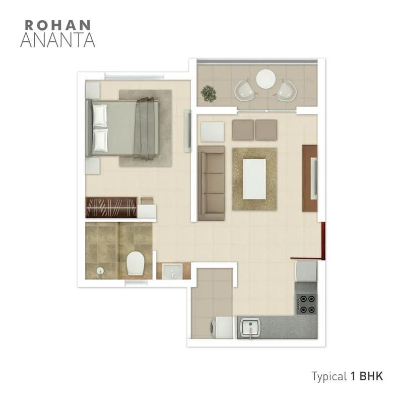 Typical 1 BHK - Rohan Ananta Tathawade