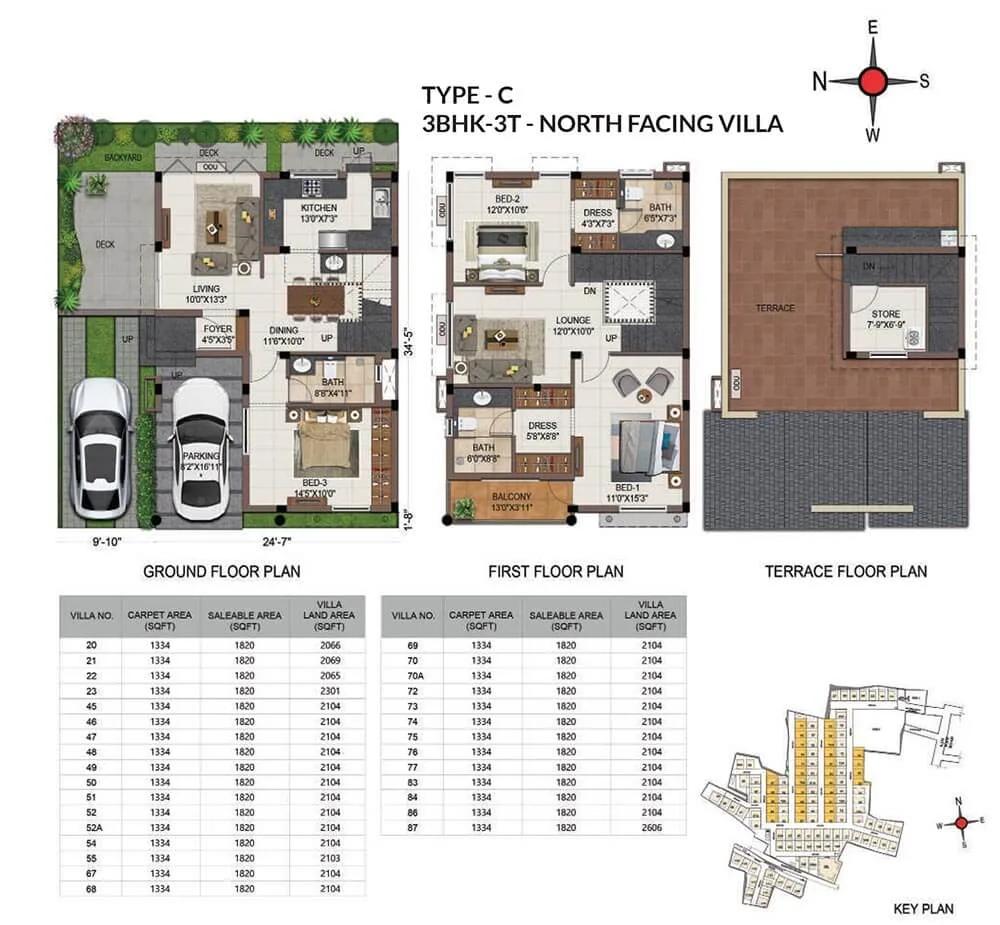 3 BHK C - 1820 - Casagrand Grandio Navalur