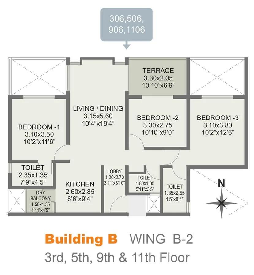 3 BHK B2 - 948 - Rohan Abhilasha Pune