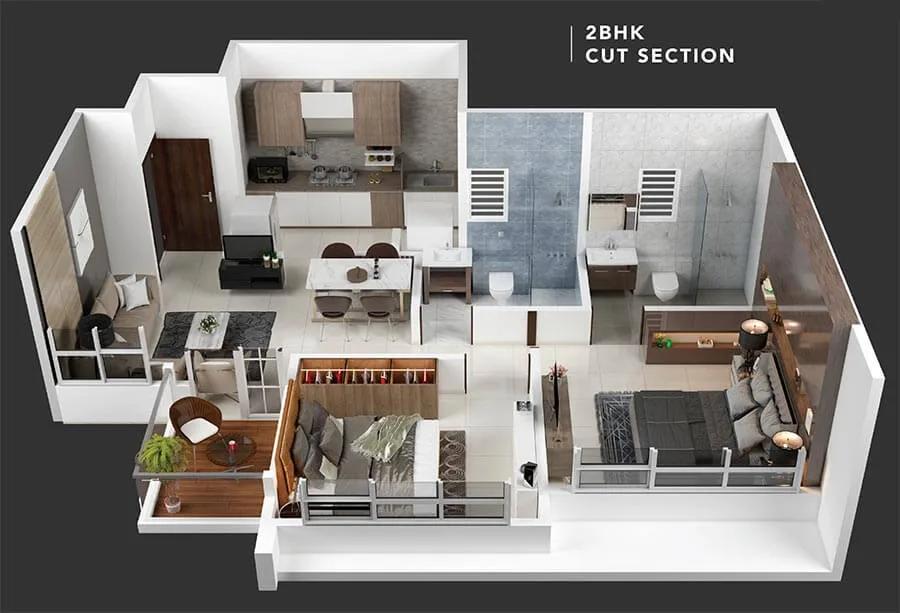 2 BHK 3D - Kohinoor Coral Pune