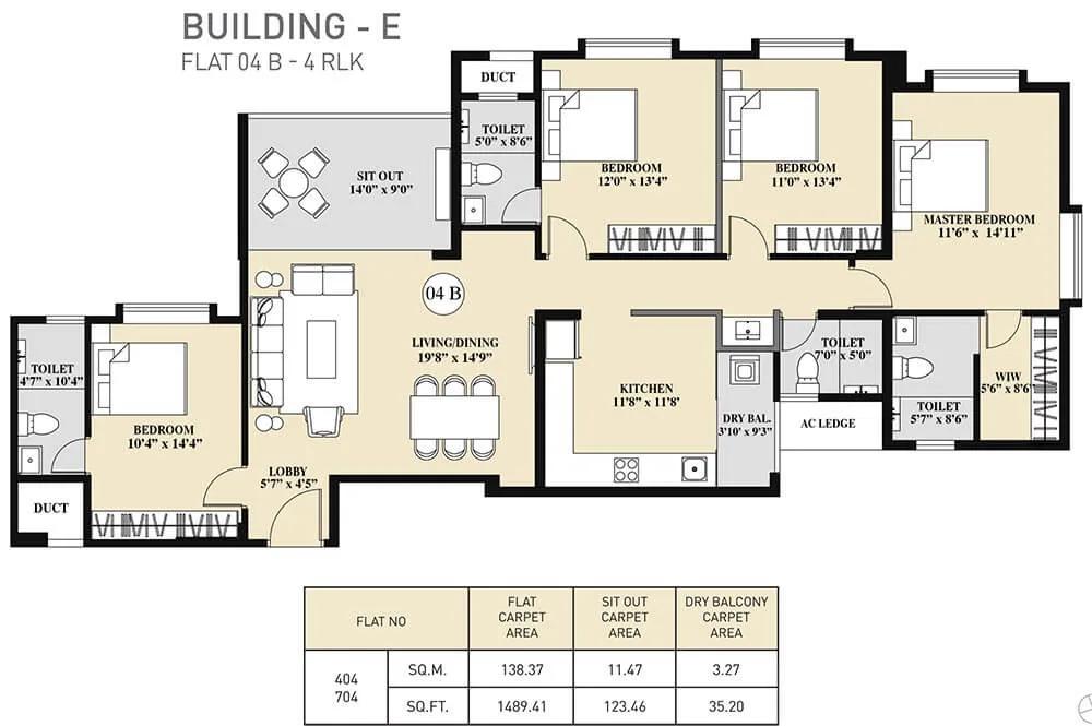 4 BHK E - 1489 - Kolte Patil 24K Sereno