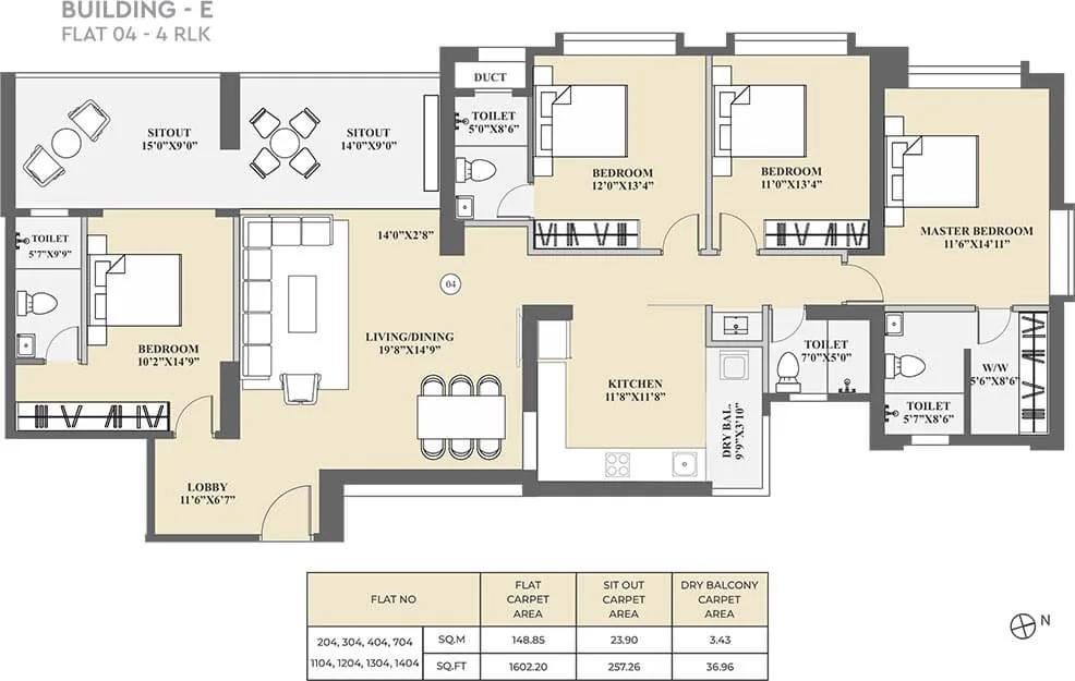 4 BHK E - 1602 - Kolte Patil 24K Sereno