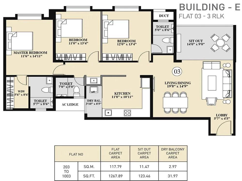 3 BHK E - 1267 - Kolte Patil 24K Sereno