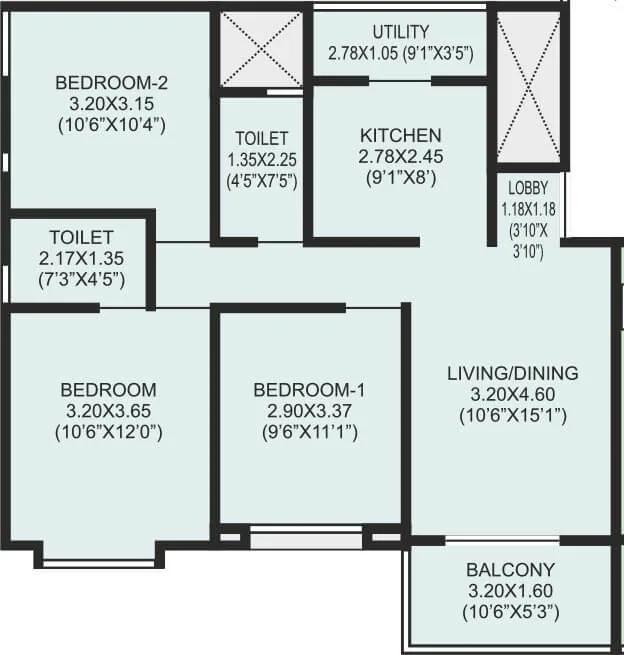 3 BHK A - 825 - Krisala 41 Estera Punawale