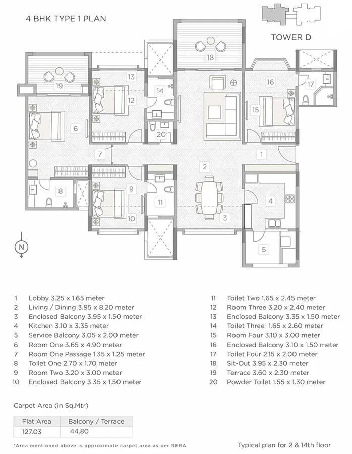 4 BHK Type 1 - Kasturi Epitome Tower D