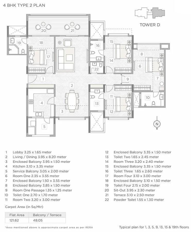 4 BHK Type 2 - Kasturi Epitome Tower D