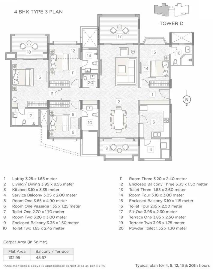4 BHK Type 3 - Kasturi Epitome Tower D