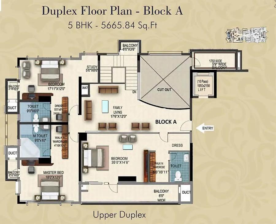 5 BHK Duplex A Upper - 5665 - HM Grandeur