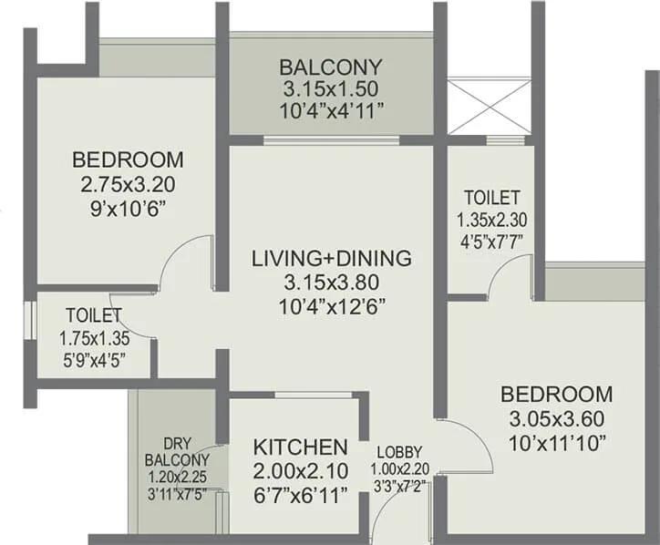 2 BHK - 611 - Rohan Abhilasha 2 Pune