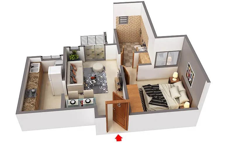 1BHK 610 - Svamitva Emerald Square