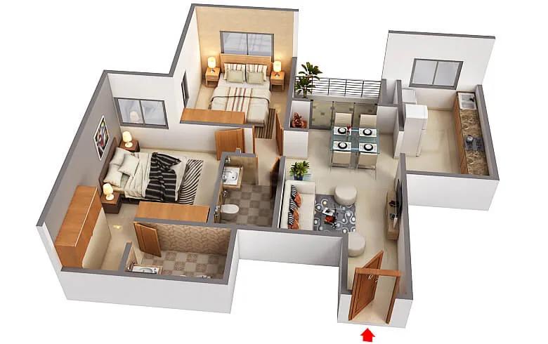 2BHK 1044 - Svamitva Emerald Square