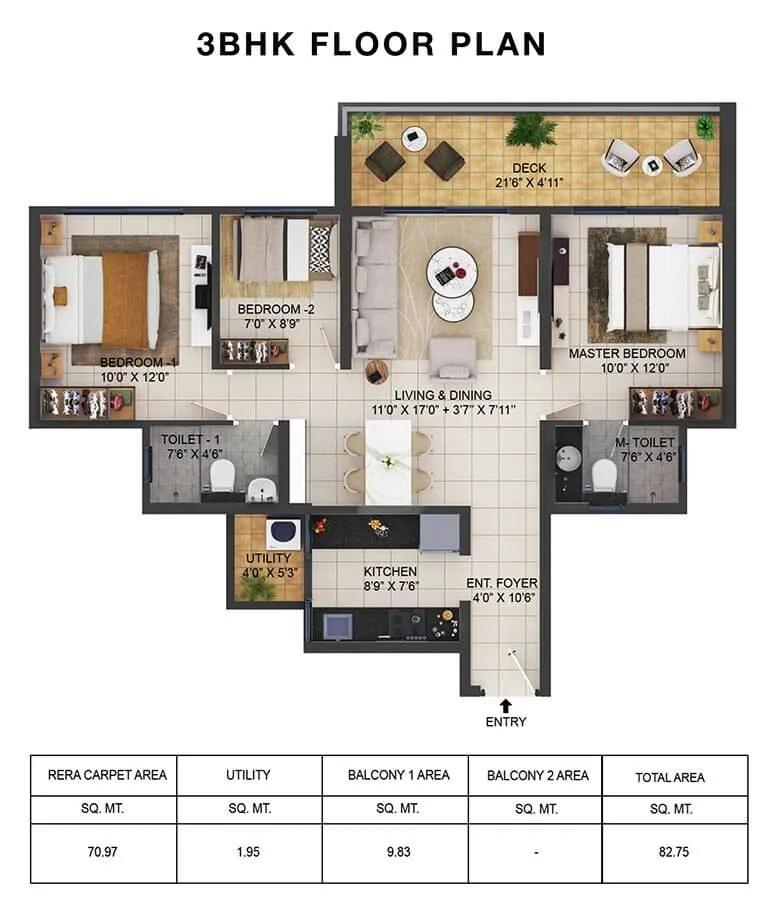 3 BHK - 890 - Shapoorji Pallonji Vanaha Shapoorji Bavdhan