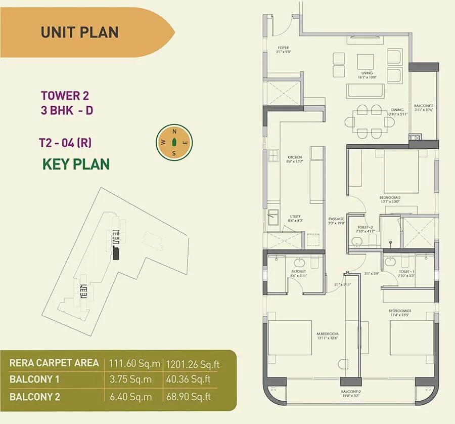 3 BHK D - 1201 - Birla Tisya Rajajinagar