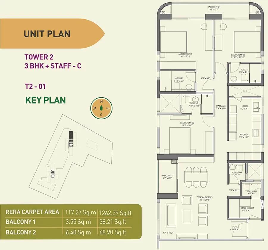 3 BHK Staff C - 1262 - Birla Tisya Rajajinagar