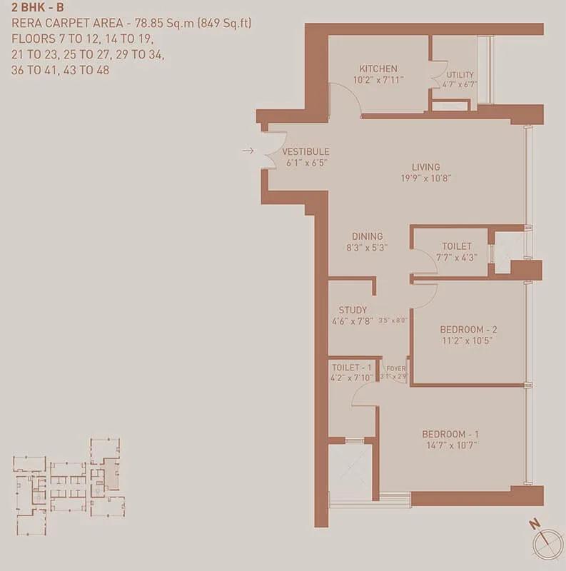 849 2BHK B - Birla Niyaara Worli