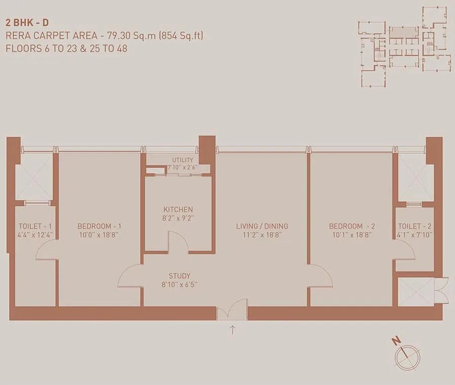 854 2BHK D - Birla Niyaara Worli