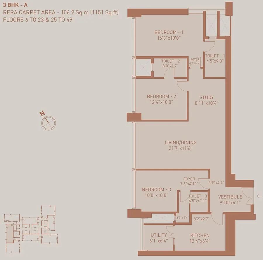 1151 3BHK A - Birla Niyaara Worli