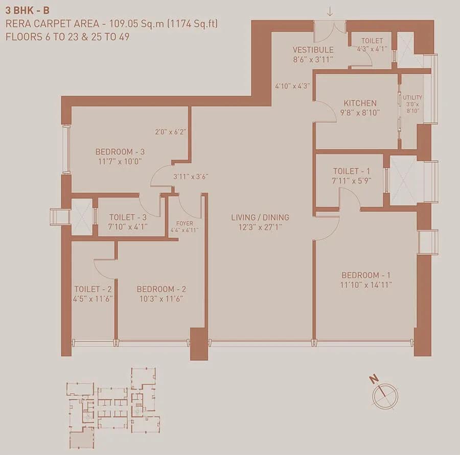 1174 3BHK B - Birla Niyaara Worli