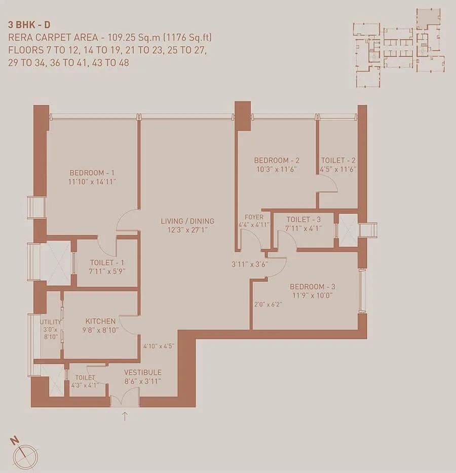 1176 3BHK D - Birla Niyaara Worli