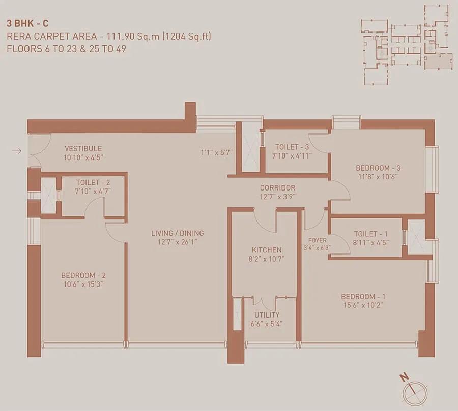 1204 3BHK C - Birla Niyaara Worli