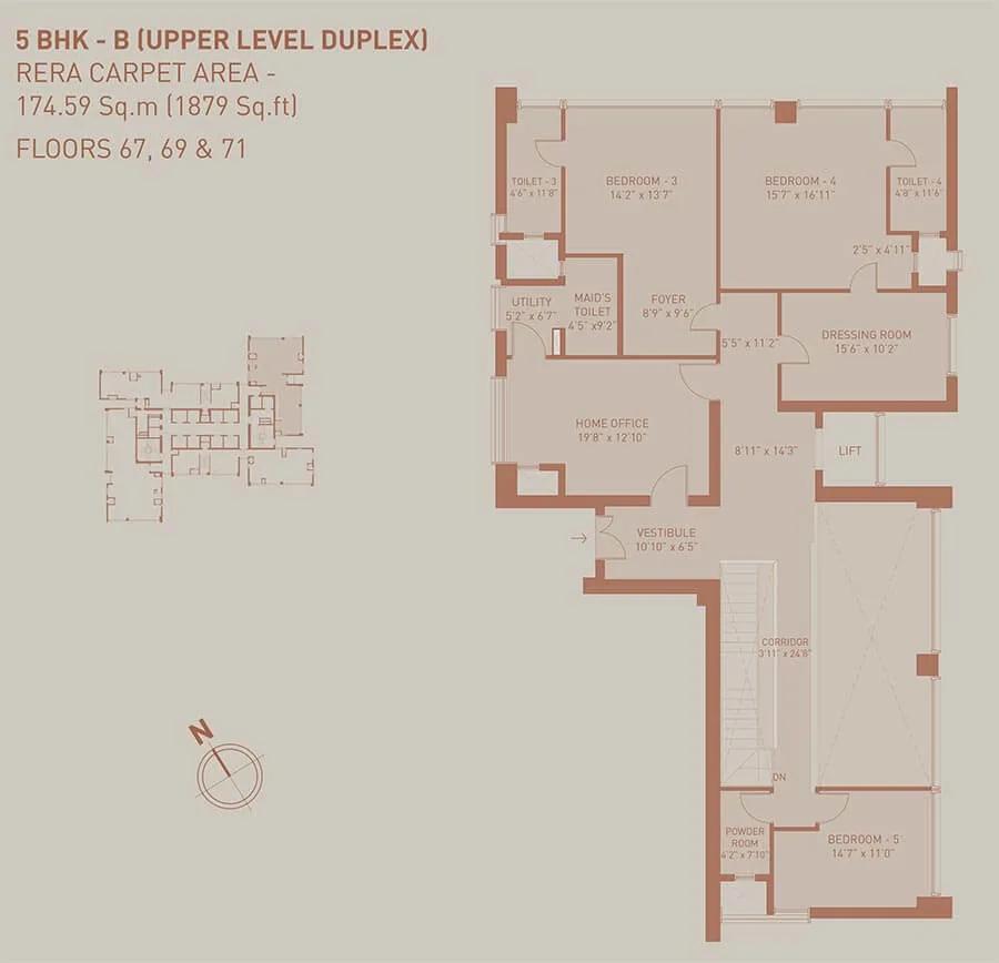 1879 5BHK Duplex Upper B - Birla Niyaara Worli