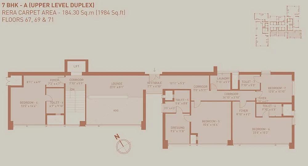 1984 7BHK Duplex Upper A - Birla Niyaara Worli