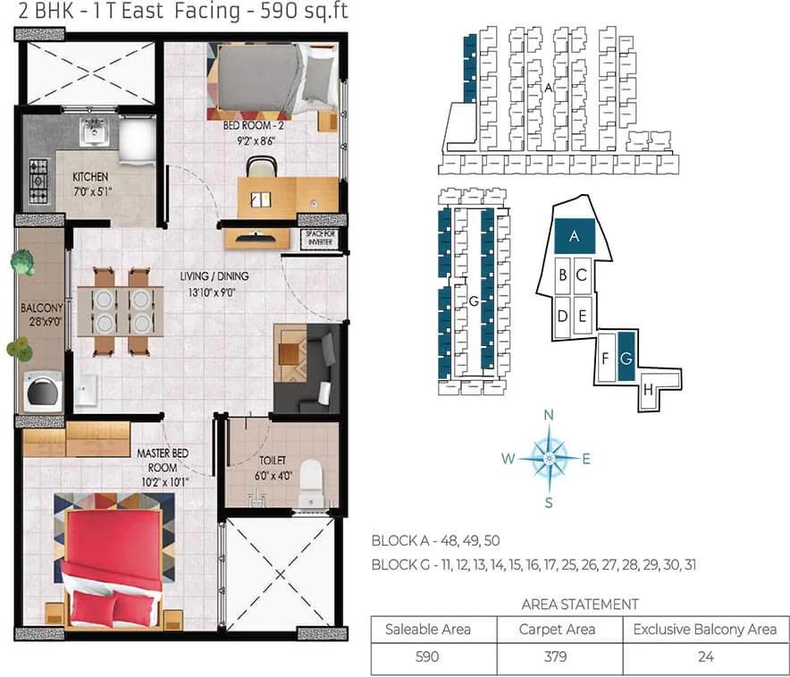 590 2BHK T2 - Urbanrise Jubilee Residences
