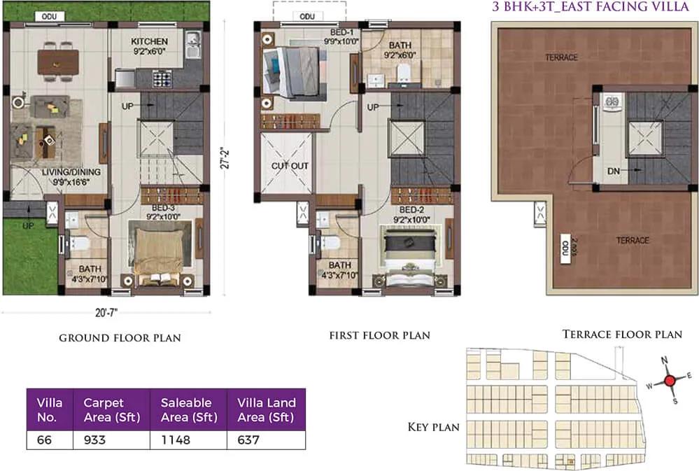 3BHK+3T East - CasaGrand Luxeria Villas