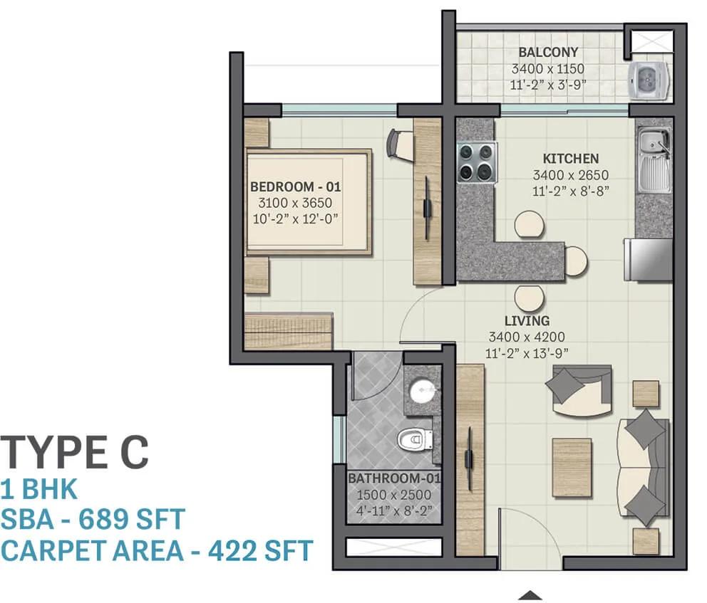 689 1BHK - Sobha Sentosa Codename Happiness