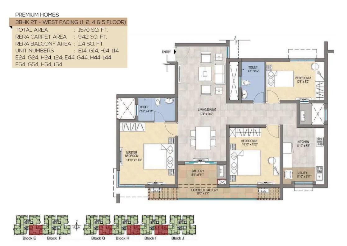 1570 3BHK2T - Magnific At TVS Emerald Peninsula