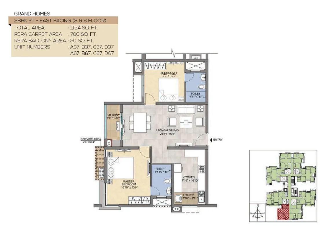 1124 2BHK2T East - Magnific At TVS Emerald Peninsula