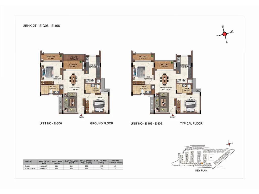 2bhk+2t b casagrand hazen