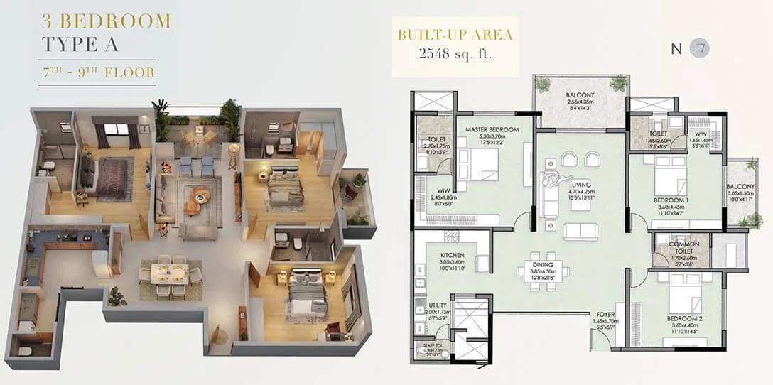 2548 3BHK A 7-9th - Vaishnavi Premiere