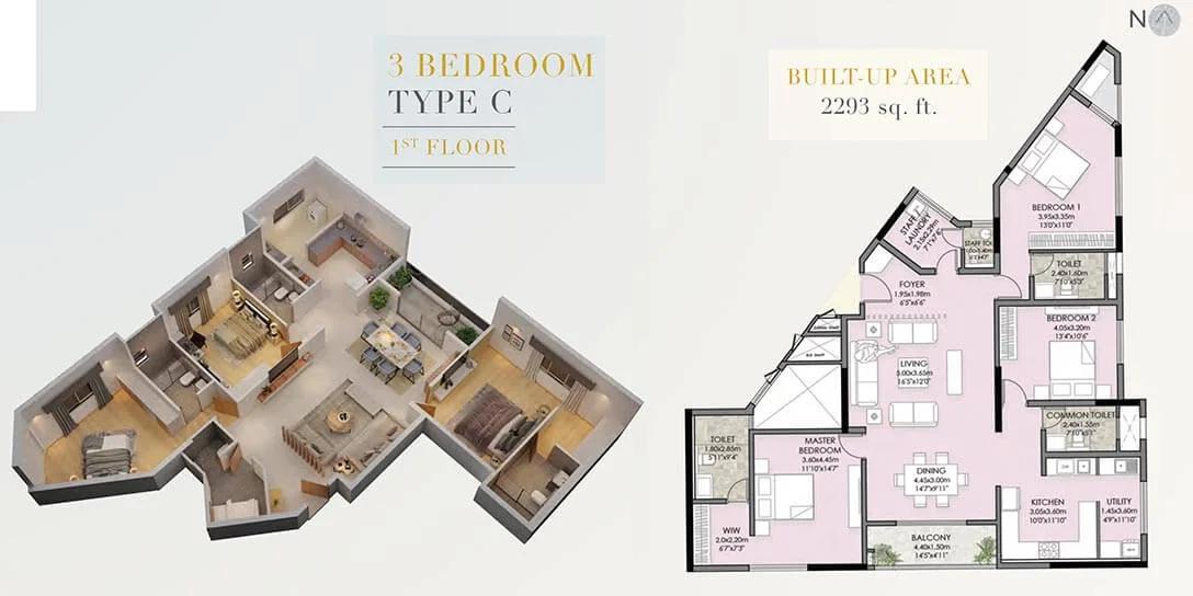 2293 3BHK C 1st - Vaishnavi Premiere