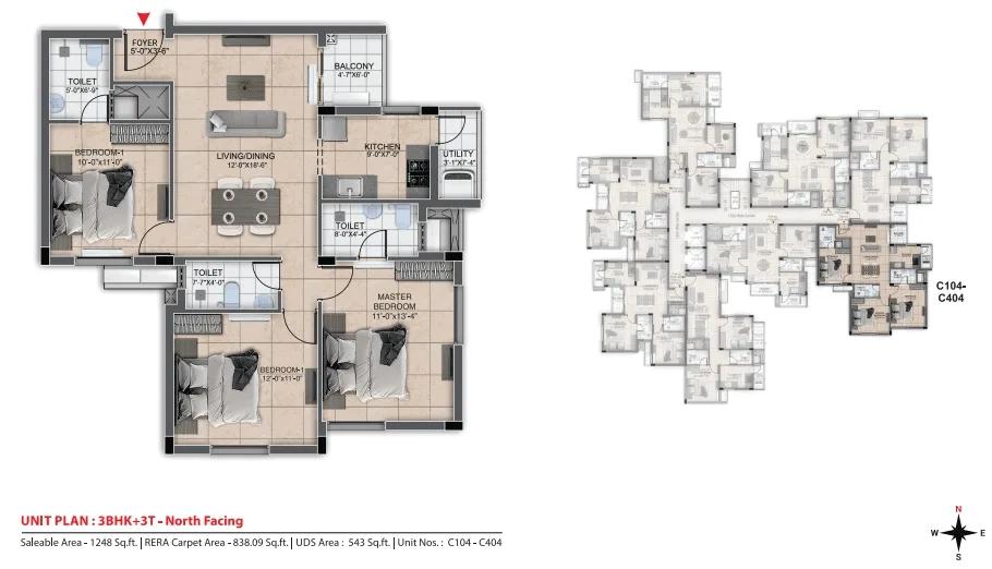 1248 3BHK+3T - DRA Urbania