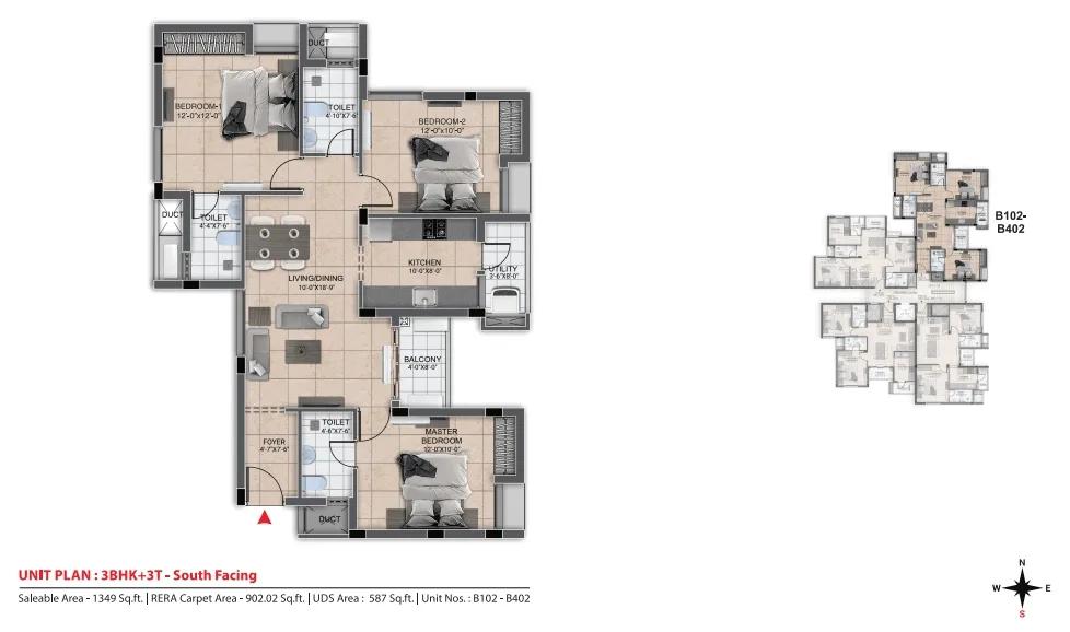 1349 3BHK+3T - DRA Urbania