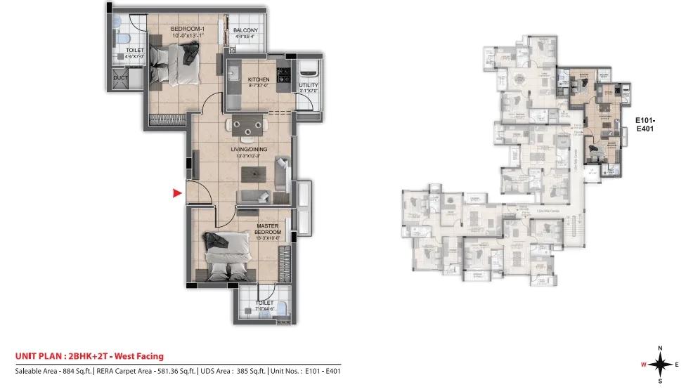 884 2BHK - DRA Urbania