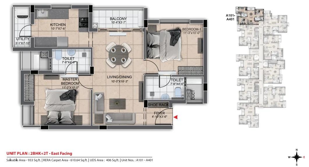 933 2BHK - DRA Urbania