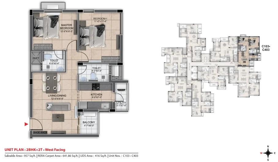 957 2BHK - DRA Urbania