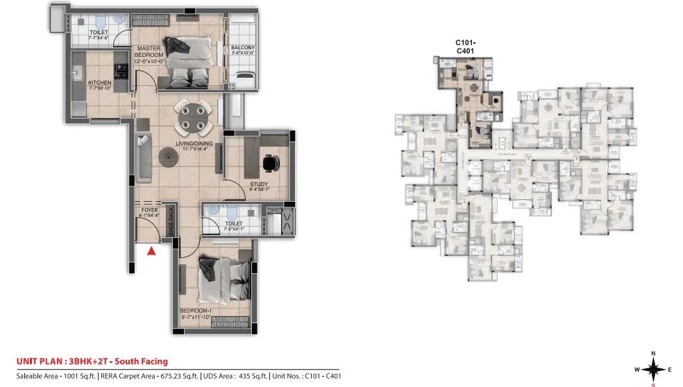 1001 3BHK+2T - DRA Urbania