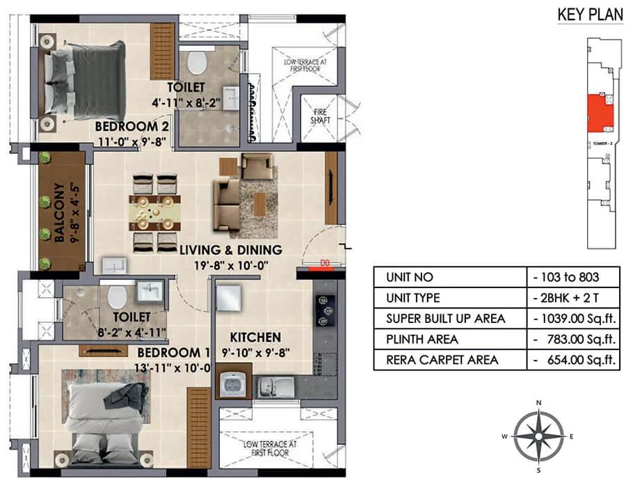 1039 2BHK - Radiance Majestic