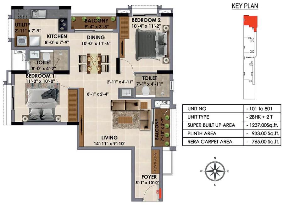 1237 2BHK - Radiance Majestic