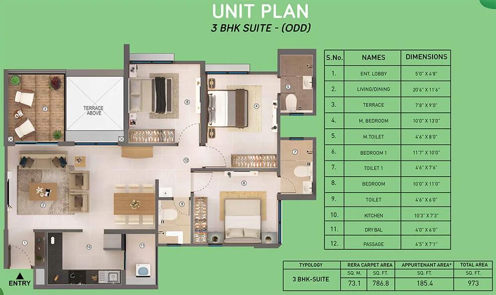 973 3BHK Suite - Joyville Signia By Shapoorji Pallonji