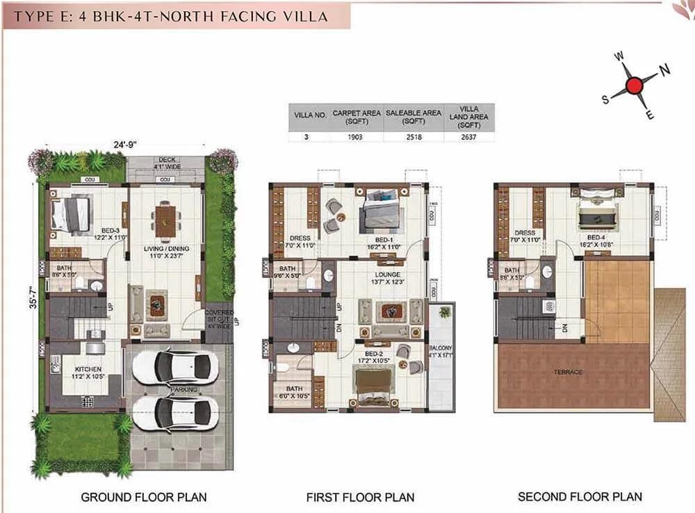 4BHK+4T North E - Casagrand Tranquil Villas