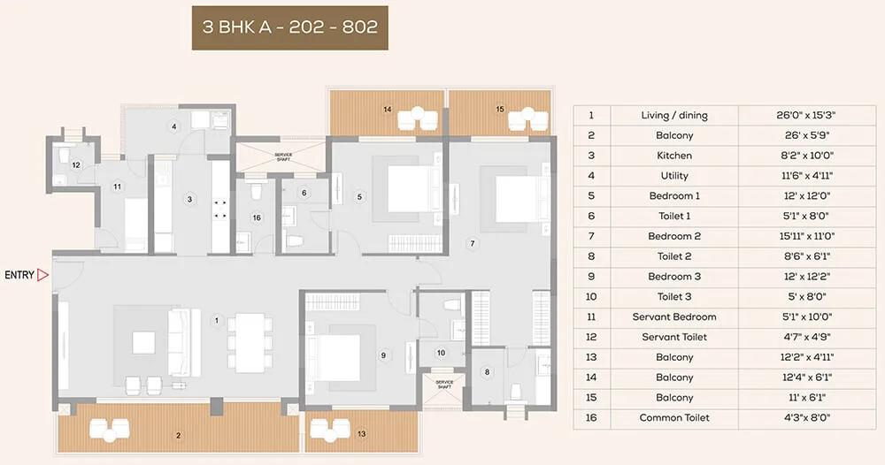 3 BHK A2 - Purva Meraki