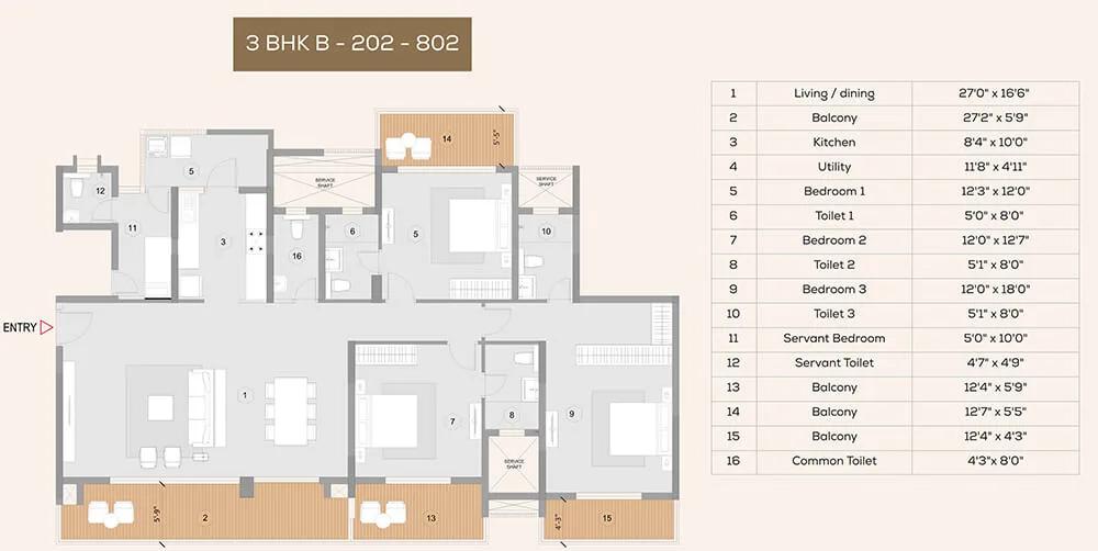 3 BHK B - Purva Meraki