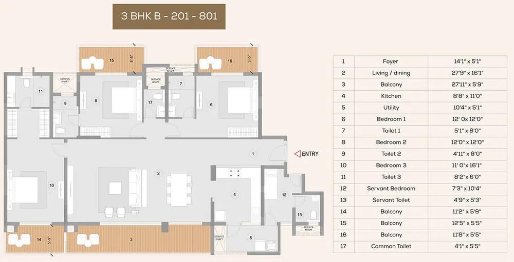 3 BHK B2 - Purva Meraki